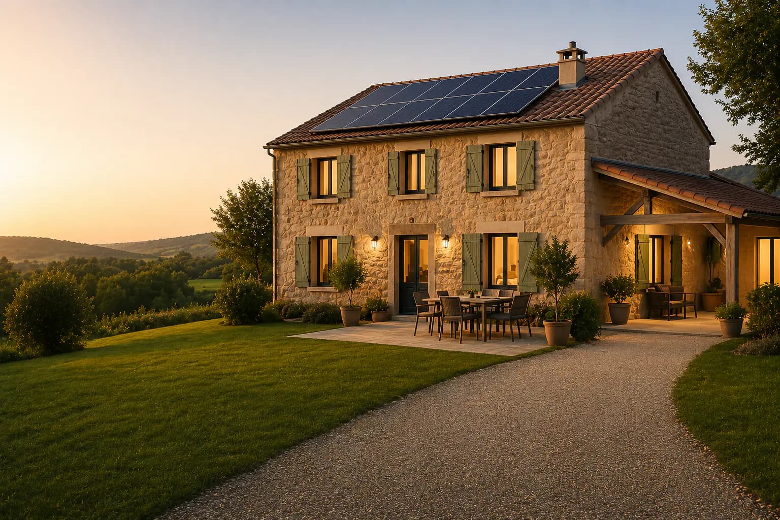 Installation de panneaux photovoltaïques sur le toit d'une maison du Gers